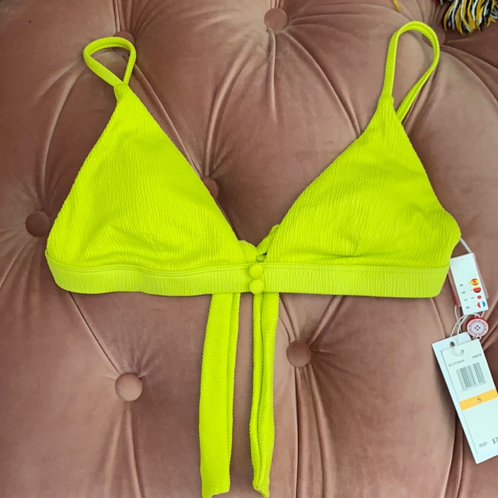 Red Carter neon green bikini top